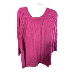 Women's Plus Size 2XL Pink Avenue Cable Knit Sweater